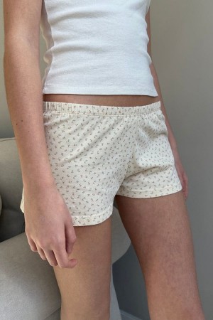 Šortky Sweat Brandy Melville Emery Floral Bílé Růžové | CZ EJOAP-7132