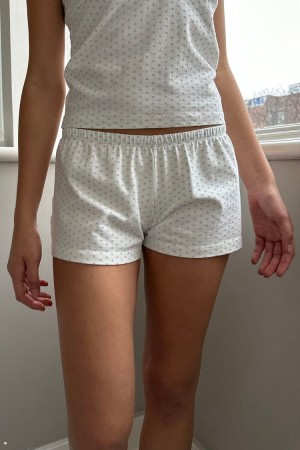 Šortky Sweat Brandy Melville Emery Heart Bílé Blankyt | CZ HIJGS-8426