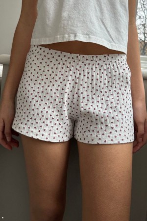 Šortky Sweat Brandy Melville Emory Floral Bílé | CZ YVNRU-5781