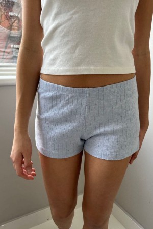 Šortky Sweat Brandy Melville Keira Eyelet Světle Blankyt | CZ HVOSG-9243